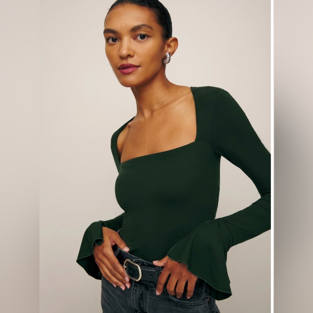 Reformation Lucca knit top in Forest Green